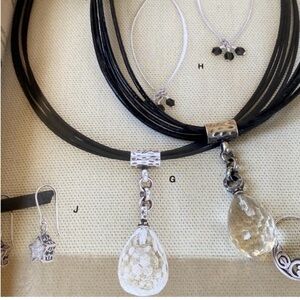 Silpada Multi-strand black leather Necklace with Faceted Quartz Pendant